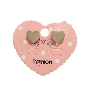 14K Yellow Gold Plated Heart Stud Earrings Dainty Fashion Jewelry Gift